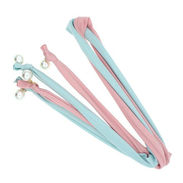Gray Auqa Fabric Wrapped Wire Twisted Hair Band Styling Sticks with Glass Pearls